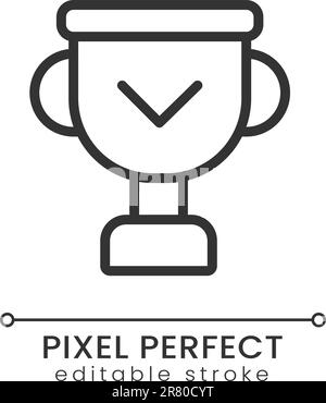 Winner cup pixel perfect linear icon Stock Vector