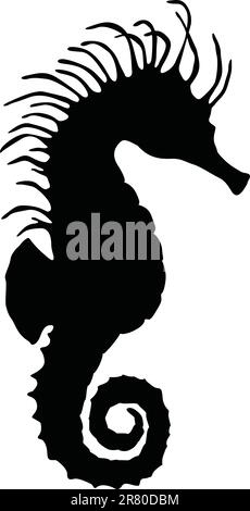 Vector seahorse silhouette Stock Vector