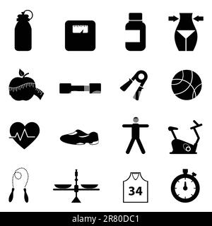 Fitness, diet and healthy lifestyle icon set Stock Vector