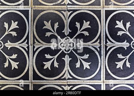 Ancient hydraulic tiles on floor in Pertropolis, Rio de Janeiro, Brazil Stock Photo