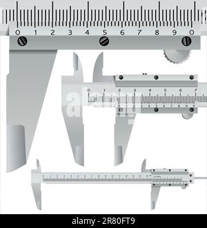 calliper square, realistic measuring object - vector illustration Stock Vector