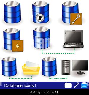 A collection of different database icons - part 1 Stock Vector