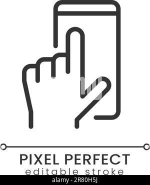 Mobile phone using pixel perfect linear icon Stock Vector