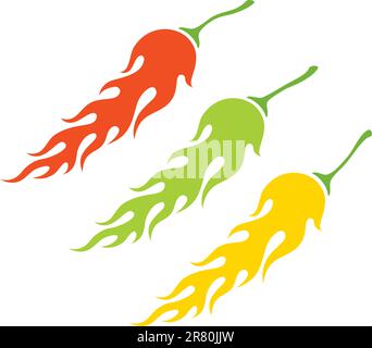 Illustration of the three kinds of peppers in the form of a flame Stock Vector