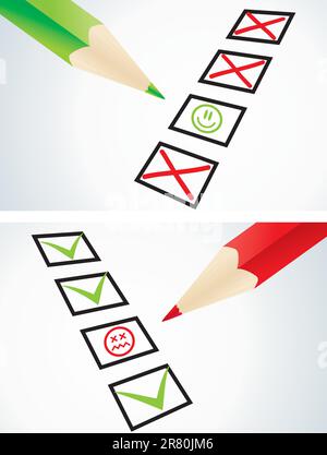 Colored pencil mark in the test sheet Stock Vector