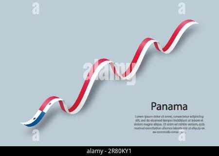 Waving ribbon or banner with flag of Panama. Template for independence day Stock Vector