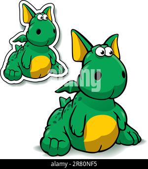 The image of an amusing toy of a ridiculous green dragon with wings Stock Vector