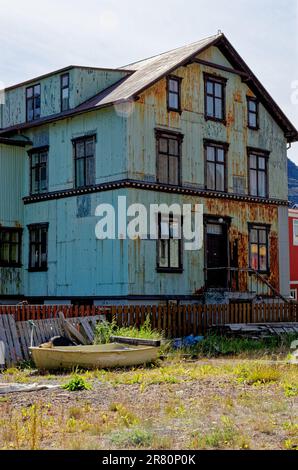 House in the town of Isafjordur in the Westfjords of Iceland. Isafjordur, Fjord Isafjordur, Iceland - 21st of July 2012 Stock Photo