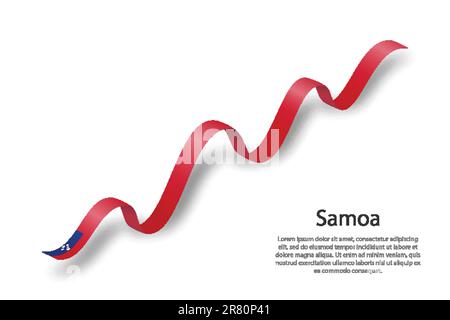 Waving ribbon with flag of Samoa. Template for independence day poster ...