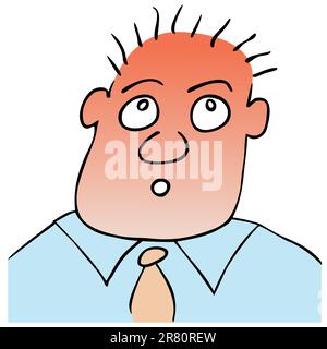 Vector illustration of the astonished man - puzzled expression. This file is vector, can be scaled to any size without loss of quality. Stock Vector