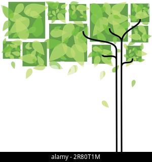 Abstract green tree on white background - Vector illustration Stock ...
