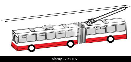 trolley bus silhouette on white background, vector illustration Stock Vector