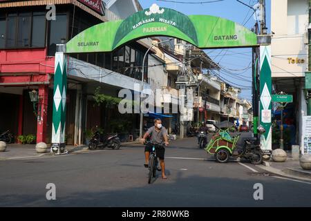 Yogyakarta, Indonesia - March 20, 2023: Pajeksan tourism area gate in Malioboro. Stock Photo