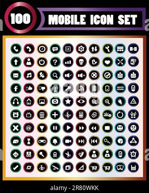 Vector - 100 icons of moblie.High quality and can resize. Stock Vector