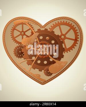 Vector mechanical heart in the style of steampunk Stock Vector