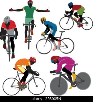Silhouettes bicyclist. Vector for you design Stock Vector