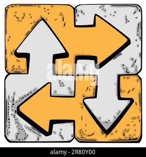 Four arrows going around and into each other: green and yellow Stock Vector