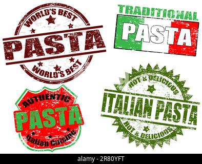 Set of grunge rubber stamps  with  the word pasta written inside, vector illustration Stock Vector