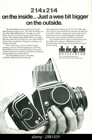 Hasselblad camera advert in a magazine 1977 Stock Photo