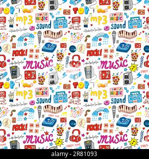 cute music icon seamless pattern Stock Vector