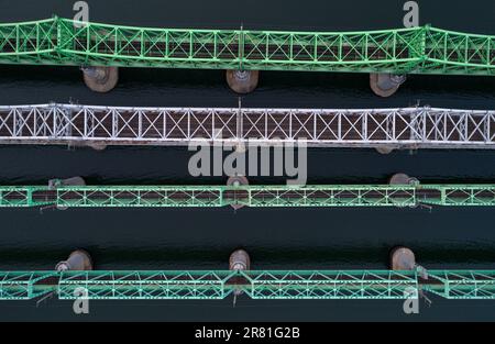 Seoul, South Korea - Han River - Hangang Railway Bridge, korean railway - iron bridge over the river Stock Photo