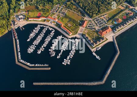 Mecklenburg-Vorpommern, Seaside resort Boltenhagen, Weisse Wiek, port, harbour, yacht club, aerial view Stock Photo
