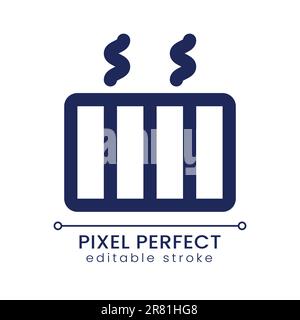 Electric heater pixel perfect linear ui icon Stock Vector