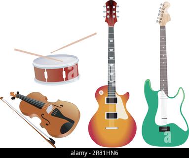 the set of the different musical objects Stock Vector
