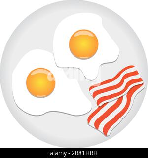 Fried eggs and bacon on plate. Also available as a Vector in Adobe illustrator EPS format, compressed in a zip file. The vector version be scaled t... Stock Vector