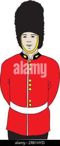Guard of Queen in London. Vector. Stock Vector