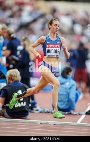 Molly Huddle participating in the 5000 meterl at the World Athletics Championships London 2017. Stock Photo