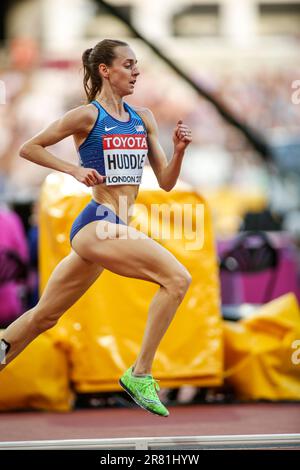 Molly Huddle participating in the 5000 meterl at the World Athletics Championships London 2017. Stock Photo