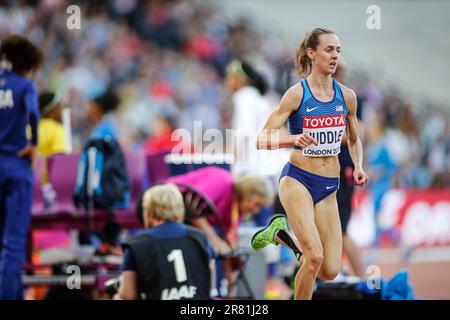 Molly Huddle participating in the 5000 meterl at the World Athletics Championships London 2017. Stock Photo