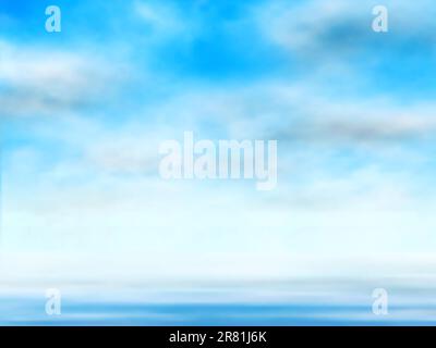 Editable vector illustration of clouds in a blue sky over water made using a gradient mesh Stock Vector