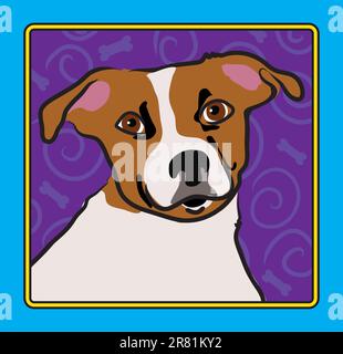 A cartoon image of a Jack Russell Terrier, created in the folk art tradition. Stock Vector