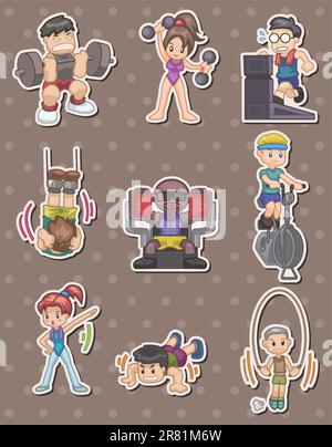 fitness stickers Stock Vector