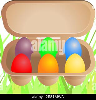 Easter eggs in cardboard box. Also available as a Vector in Adobe illustrator EPS format, compressed in a zip file. The vector version be scaled to... Stock Vector