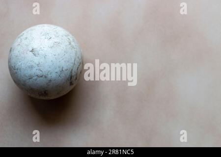 Sphere of different colors. Roller hockey ball resting on the skating rink. Stock Photo