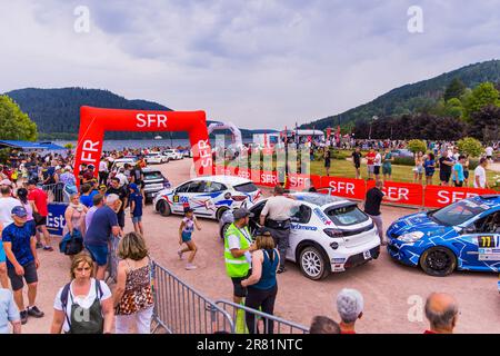 Gerardmer, France. 18th June, 2023. Podium, ambiance during the Rallye Vosges Grand-Est 2023, 4th round of the Championnat de France des Rallyes 2023, from June 17 to 18 in Gerardmer, France - Photo Bastien Roux/DPPI Credit: DPPI Media/Alamy Live News Stock Photo