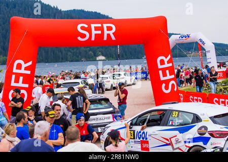 Gerardmer, France. 18th June, 2023. Podium, ambiance during the Rallye Vosges Grand-Est 2023, 4th round of the Championnat de France des Rallyes 2023, from June 17 to 18 in Gerardmer, France - Photo Bastien Roux/DPPI Credit: DPPI Media/Alamy Live News Stock Photo