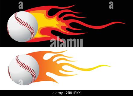 Baseball with flames vector Stock Vector