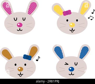 Cute simple eastern bunny characters. Vector cartoon Illustration Stock Vector