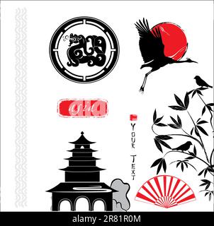 vector decoration set in asian style Stock Vector