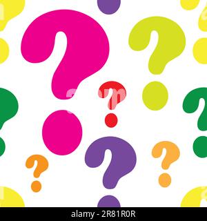 A seamless pattern comprised of questions marks, in a variety of light colors. Stock Vector