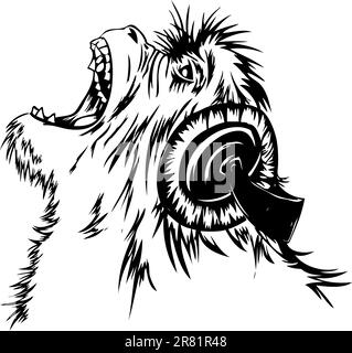 The monkey is listening to music on headphones with the player. Stock Vector