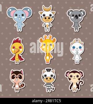 animal stickers Stock Vector