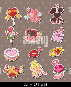 cartoon Valentine's Day stickers Stock Vector