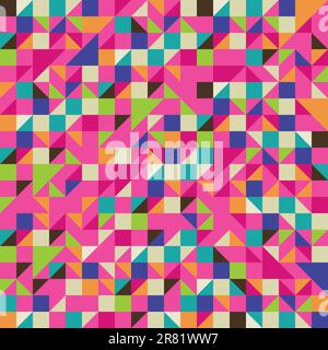 Triangle and Square mosaic in pink and other colors Stock Vector