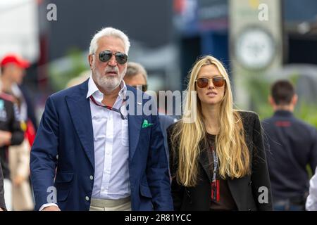 Montreal, Quebec, Canada. 18th June, 2023. Lawrence Stroll (CAN) - CEO Aston Martin F1 an his wife.during Pre Race on Sunday 18th June - FORMULA 1 PIRELLI GRAND PRIX DU CANADA 2023 - from 15th to 18th June 2023 at Circuit Gilles Villeneuve, Montreal, Quebec, Canada (Credit Image: © Alessio De Marco/ZUMA Press Wire) EDITORIAL USAGE ONLY! Not for Commercial USAGE! Credit: ZUMA Press, Inc./Alamy Live News Stock Photo