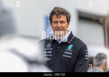 Toto Wolff (AUT) - Mercedes F1 Team Principal.during Pre Race on Sunday 18th June - FORMULA 1 PIRELLI GRAND PRIX DU CANADA 2023 - from 15th to 18th June 2023 at Circuit Gilles Villeneuve, Montreal, Quebec, Canada Stock Photo